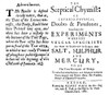 Robert Boyle (1627-1691). /Nenglish Chemist And Physicist. Title Page Of The Second Edition Of Robert Boyle'S 'The Sceptical Chymist,' Together With The Inserted Leaf Of The 'Advertisement' Showing The Work To Have Been Printed In 1679. Poster Print