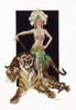A female trainer sits upon two Bengal tigers.  From a Life Magazine, June 2, 1921, cover by FX Leyendecker, also known as the "Lesser Leyendecker" as his brother JC, was the more prolific of the two. Poster Print by F.X. Leyendecker - Item # VARBLL05