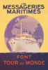 The artist extends the message "Font le Tour du Monde" through this unnamed ship that the maritime company will service the whole world.  Taboureau painted under the pseudonym Sandy Hook and lived between 1879-1960. Poster Print by Georges Taboureau