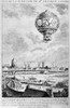Balloon Flight, 1783. /Nthe Pilatre-D'Arlandes Hot-Air Balloon Flight Over Paris, France, As Seen From Benjamin Franklin'S Terrace At Passy On 21 November 1783. Contemporary French Copper Engraving. Poster Print by Granger Collection - Item # VARGRC0