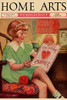 Little Girl sews a Valentine.  High quality vintage art reproduction by Buyenlarge.  One of many rare and wonderful images brought forward in time.  I hope they bring you pleasure each and every time you look at them. Poster Print by Home Arts - Item