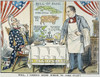 William Mckinley Cartoon. /N'Well, I Hardly Know Which To Take First!' American Cartoon Comment, C1900, On Uncle Sam'S Seemingly Insatiable Imperialist Appetite; Waiting To Take The Order, At Right, Is President William Mckinley. Poster Print by Gran