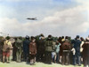 Berlin Airlift, 1948. /Nberliners Watching The Arrival And Departure Of Allied Airlift Freighters At Templehof Air Base 3 Months After The Beginning Of The Soviet Blockade Of Berlin On 1 April 1948. Oil Over A Photograph. Poster Print by Granger Coll