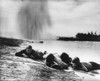 U.S. Coast Guardsmen And Navy Beach Battalion Hugging The Italian Beach During German Bombing. The Allied Beachhead On The Gulf Of Salerno And Inland Advances Were Contested By Strong German Resistance. Oct. 1943. Paestum History ( x - Item # VAREVCH