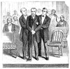 James Wilson Grimes /N(1816-1872). American Politician. Senator Grimes, Crippled By A Stroke, Is Carried Into The Senate To Vote Not Guilty And Prevent The Impeachment Of President Andrew Johnson, 16 May 1868. Wood Engraving, 1868. Poster Print by Gr