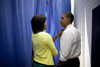 President Barack Obama And First Lady Michelle Obama Backstage Before An 'United We Serve' Event At Fort Mcnair In Washington Dc . The Project Aims To Strengthen The Federal Government'S Support For Military Families. June 25 2009. - Item # VAREVCHIS