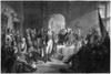 George Washington /N(1732-1799). 1St President Of The United States. Washington Bids Farewell To His Generals At Fraunces Tavern In New York City On 4 December 1783. Mezzotint, C1870, By Alexander Hay Ritchie After His Own Painting. Poster Print by G