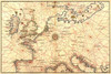 Portolan Map of Spain, England, France, Germany, The British Isles.  Done in 1544 by the Italian cartographer Battista Agnese.  Battista Agnese was a cartographer from the Republic of Genoa, who worked in the Venetian Republic. Poster Print by Battis