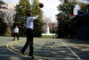 In Between Meetings President Obama Plays A Basketball Game Of H-O-R-S-E With Michael Strautmanis Chief Of Staff For The Office Of Public Engagement And Intergovernmental Affairs On The White House Basketball Court March 21 2010. - Item # VAREVCHISL0