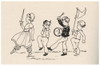 Four children have a parade.  A girl leads with a sword aloft, a boy plays the harmonica, another a drum, and the last boy carries a flag.  Book plate from a 1932 edition of A Child's Garden of Verses. Poster Print by Eul A Cie - Item # VARBLL0587462