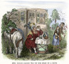 Dickens: Curiosity Shop, 1841. 'Mrs. Jarley Taking Tea On The Head Of A Drum.' /Nlittle Nell And Her Grandfather Meet Up With Mrs. Jarley. Engraving For A 19Th Century American Edition Of "The Old Curiosity Shop". Poster Print by Granger Collection -