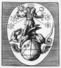 Alchemy: Hermaphroditus. /Nthe Male-Female Principle Of Alchemic Transmutation Straddling The Winged Globe Of Chaos. Woodcut From Heinrich Jamsthaler'S 'Viatorium Spagyricum,' Frankfurt, Germany, 1625. Poster Print by Granger Collection - Item # VARG