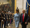 President Donald Trump And First Lady Melania Trump Walk Through A Joint Forces Honor Cordon. The First Lady Wears A Powder Blue Sheath Dress Designed By Ralph Lauren In The Rotunda Of The Capitol After The Inauguration Ceremony - Item # VAREVCHISL04 President Donald Trump And First Lady Melania Trump Walk Through A Joint Forces Honor Cordon. The First Lady Wears A Powder Blue Sheath Dress Designed By Ralph Lauren In The Rotunda Of The Capitol After The Inauguration Ceremony - Item # VAREVCHISL04