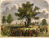 Boston: Stamp Act Riot, 1765. /Nbostonians Protesting The Stamp Act By Hanging An Effigy Of Stamp Agent Andrew Oliver From The Liberty Tree In Newbury Street On 14 August 1765: Colored Engraving, 19Th Century. Poster Print by Granger Collection - Ite