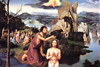 Baptism of Christ .  High quality vintage art reproduction by Buyenlarge.  One of many rare and wonderful images brought forward in time.  I hope they bring you pleasure each and every time you look at them. Poster Print by Joachim Patinier or Patini