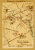 Battlefield of Bull Run Virginia : showing 1st battle at Blackburn's Ford..  Area between Sudley Springs to the north and Manassas Junction to the south. Locations of railroads and Warrenton Turnpike are indicated. Poster Print by Robert Knox Sneden