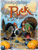 Illustration shows two turkeys, one dressed as a Turk standing among smoking bombs and pumpkins, beneath clouds that rain axes, bombs, vegetables, pies, and rifles upon them.  Glackens, L. M., 1866-1933, artist Poster Print by Louis M. Glackens - Ite