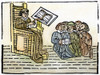 Master And Pupils, C1481. /Nwoodcut From The Earliest Illustrated Book Printed In England, The 'Mirrour Of The World,' William Caxton'S Version Of The Famous 'Speculum Historiale' Of Vincent De Beauvais, Issued About 1481. Poster Print by Granger Col