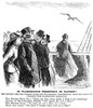 Asa Mercer (1839-1917). /Namerican Pioneer In Washington State. An American Newspaper Cartoon Of 1866 Mocking Mercer'S Importation Of Marriageable Maidens And Civil War Widows To Seattle, Then Short On Respectable Women. Poster Print by Granger Colle