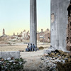 Civil War: Charleston, 1865. /Nchildren Sitting Near Ruined Buildings And The Porch Of The Circular Church In Charleston, South Carolina. Photograph By George N. Barnard, April 1865, Digitally Colored By Granger, Nyc -- All Rights Reserved. Poster Pr
