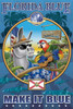 Blue the Donkey wears an Hawaiian tropical shirt to present the image of the Florida Keys and the Parrot symbolic of the area.  Blue the Donkey Wears a Straw Hat while the Parrot Plays the Guitar. Poster Print by Richard Kelly - Item # VARBLL05872038