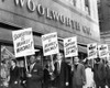 New York: Picket Line, 1960. /Npicket Line In Front Of The Woolworth Building In New York City, 14 April 1960. The Majority Of The Picketers Are Ministers, Protesting The Store'S Lunch Counter Segregation At Southern Branches In Its Chain. Poster Pri