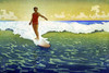 Surfer riding wave.  High quality vintage art reproduction by Buyenlarge.  One of many rare and wonderful images brought forward in time.  I hope they bring you pleasure each and every time you look at them. Poster Print by Charles William Bartlett -