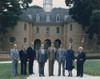 Class Photo From The G-7 Economic Summit In Williamsburg Virginia Left To Right Pierre Trudeau Gaston Thorn Helmut Kohl Francois Mitterrand President Reagan Yasuhiro Nakasone Margaret Thatcher Amintore Fanfani. May 28-30 1983 - Item # VAREVCHISL023EC