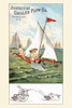 Victorian trade card for the Syracuse Chilled Plow Company.  The images of the ploughs are below.  The scene, however, is of a plow being sailed across the water like a sailboat but driver by three cherubs. Poster Print by Bufford - Item # VARBLL0587