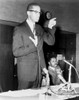 Malcolm X Speaks In Support Of The Harlem School Boycott At A Rally. In 1964 There Were A Series Of Public School Boycotts And Protests Against Segregated Schools And Inferior Education. Seated At Right Is Jesse Gray. History - Item # VAREVCHISL033EC
