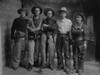 Five Cowboys. 1900-1910  All Have Holstered Pistols, Great Early Cowboy Hats, Wearing Wooly, Batwing & Fringe Chaps.  " Left To Right #2 Bo Mills, #3Lewis Cloud, #4 Joe Hageny, #5 Postmaster Casper From Billings Montana" Poster Print - Item # VARBLL0