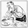 Roosevelt Cartoon, 1934. /N'Just Another Hole.' President Franklin D. Roosevelt Tinkering Happily With The United States Currency. In January 1934, Fdr Ended An International Exchange War By Stabilizing The Dollar'S Gold Value At 59.06 Cents. Poster