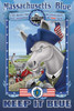 Evoking the American Revolution, Blue the Donkey wears his continental garb while the elephant in the background wears a British Lobster back Uniform.  It says from Bunker Hill to Capitol Hill beating back the Red Coats Poster Print by Richard Kelly