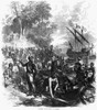 De Soto (C1496-1542). /Nhernando De Soto. Spanish Explorer In America. 'Landing Of De Soto In Florida.' De Soto With Soldiers, Sailors And Priests Landing In Florida In 1539. Wood Engraving, 1855. Poster Print by Granger Collection - Item # VARGRC011