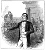 Benjamin Disraeli (1804-1881). /N1St Earl Of Beaconsfield. English Statesman And Writer. Disraeli Addressing The Electors In The County Hall, Aylesbury, England. Wood Engraving From An English Newspaper Of 1852. Poster Print by Granger Collection - I