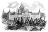 Escorial: Japanese Visitors. /Njapanese Dignitaries Watching Construction At The Escorial Palace And Monastery On A Windy Day. Wood Engraving From 'Historia Descriptiva,' By Antonio Rotondo, C1860. Poster Print by Granger Collection - Item # VARGRC01