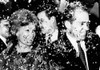 Former Vice President Richard Nixon And Wife Pat At A Victory Party. They Are Covered With Confetti At His Campaign Headquarters The Day Before The New Hampshire Republican Primary. Nixon Won 78 Of The Vote. March 11 History - Item # VAREVCCSUA000CS6