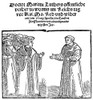 Martin Luther (1483-1546). /Ngerman Religious Reformer. Luther Confronts Holy Roman Emperor Charles V, A Cardinal, And Other Clerics. Woodcut Title Page To A Printed Account Of Luther'S Examination At Worms, Germany, 1521. Poster Print by Granger Col
