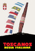 A vintage cigar ad where a mass of people form a mountain around the base of a cigar upright with flags of many nations off to the side.  Flags include Brazil, America, France , Chile, Argentina, and Uruguay. Poster Print by unknown - Item # VARBLL05