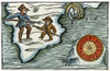 Greenland: Vikings. /Na Viking Fighting With A 'Pygmy' Or Eskimo Of Greenland, And The Landmark Of Hvitserk. Color Woodcut From Olaus Magnus' Hisotria De Gentibus Septentrionalibus, Rome, 1555. Poster Print by Granger Collection - Item # VARGRC000706