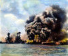 Wwii: Pearl Harbor, 1941. /Nthree U.S. Battleships Stricken During The Japanese Attack On Pearl Harbor, 7 December 1941. Left To Right: Uss West Virginia, Severely Damaged; Uss Tennessee, Damaged; Uss Arizona, Sunk. Poster Print by Granger Collection