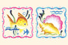 A conch and a tropical fish.  In the 1930's the classic homemaker could purchase decals, applied by water, to decorate the kitchen, furniture, or anything else they desired.  These are samples directly from the salesman's sample book. Poster Print by