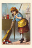 Victorian trade card for Steel & Price Manufacturers of St. Louis.  Multiple products are represented on this card showing a woman sweeping away the "other" brands of Baking powders in favor of Dr. Price's Cream Baking Powder. Poster Print by unknown