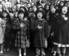 Flag Ceremony, 1942. /Na Group Of Children, Including Many Japanese Americans, At The Raphael Weill School In San Francisco, Reciting The Pledge Of Allegiance. Photograph By Dorothea Lange, April 1942. Poster Print by Granger Collection - Item # VARG