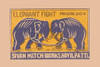 Thousands of companies manufactured matches worldwide and used a variety of fancy labels to make their brand stand out.  The match boxes had unusual topics but some were much prettier than others. Two chained elephants fight. Poster Print by unknown