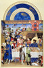 Book Of Hours: January. /Njean, Duke Of Berry, Exchanging Gifts And Feasting With His Family And Friends In January. Illumination From The 15Th Century Manuscript Of The 'Tres Riches Heures' Of Jean, Duke Of Berry. Poster Print by Granger Collection