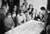 Industry: Oil Refinery. /Nmen Studying An Oil Flow Chart Showing The Course Of Oil Through A Refinery, Using The Process Of 'Cracking,' To Supply Fuel For American Combat Units Fighting In World War Ii. Photograph, C1944. Poster Print by Granger Coll