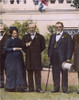Rutherford B. Hayes /N(1822-1893). President Rutherford B. Hayes (1822-1893) And Mrs Hayes With Senator Leland Stanford (Right) In The Garden Of The Senator'S Home At Menlo Park, California. Oil Over A Photograph, C1890. Poster Print by Granger Colle
