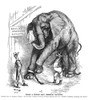 Phineas Taylor Barnum /N(1810-1891). American Showman. American Cartoon, 1882, By Thomas Nast, Commenting On The Outcry Of Public Indignation In Great Britain Following P.T. Barnum'S Purchase Of Jumbo The Elpehant From The London Zoo. Poster Print by