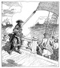 Sieur D'Iberville (1661-1706). /Npierre Le Moyne, Sieur D'Iberville. French-Canadian Soldier And Colonist. Iberville'S Defeat Of The English Ships On Hudson Bay, 1697. Pen-And-Ink Drawing By Charles William Jefferys. Poster Print by Granger Collectio